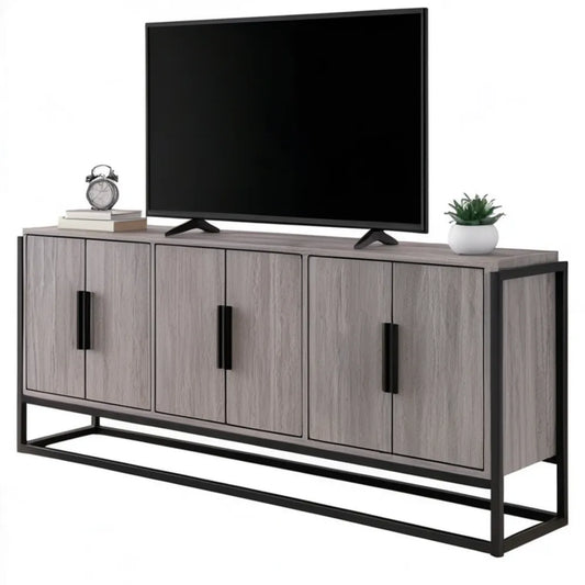 Komoda RTV 160 x 40 x 60 cm, 5 drzwi, szaro-czarna