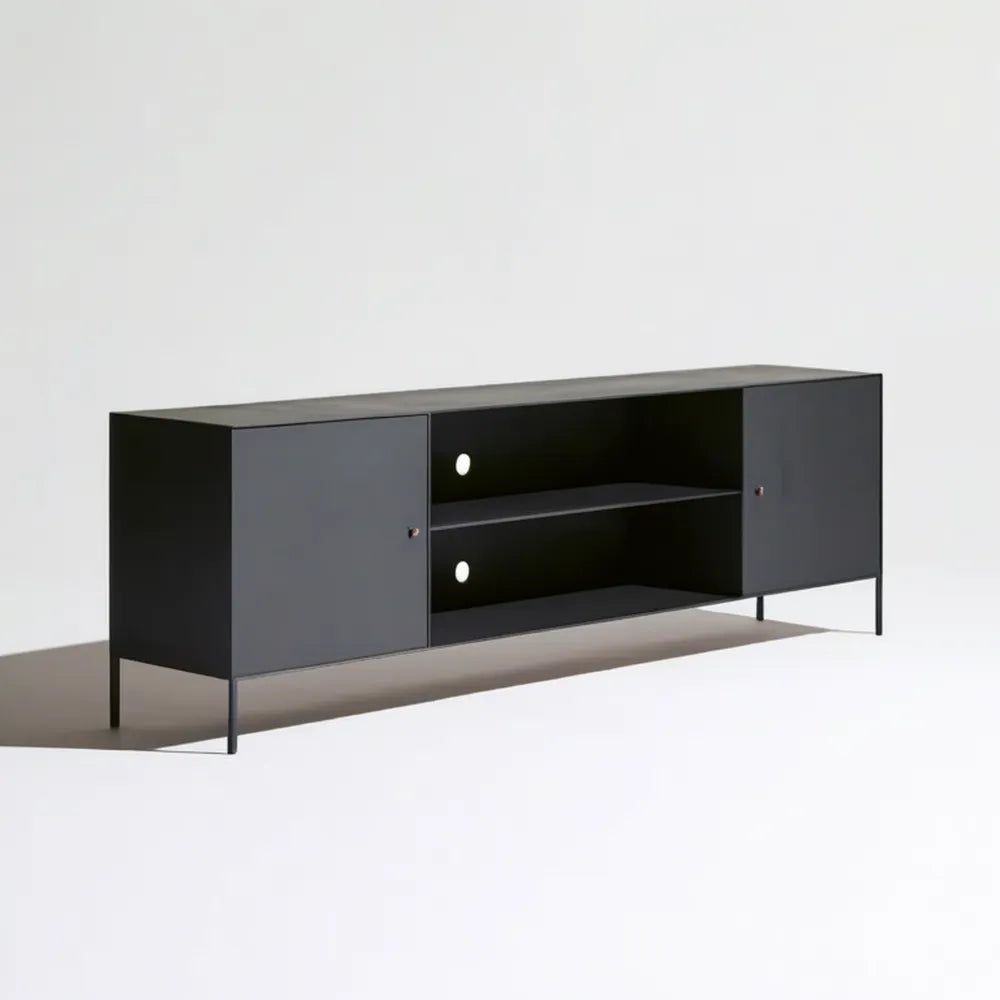 Szafka RTV minimalistyczna z laminowanej płyty wiórowej Czarna/Antracytowa 180 × 40 × 55 cm