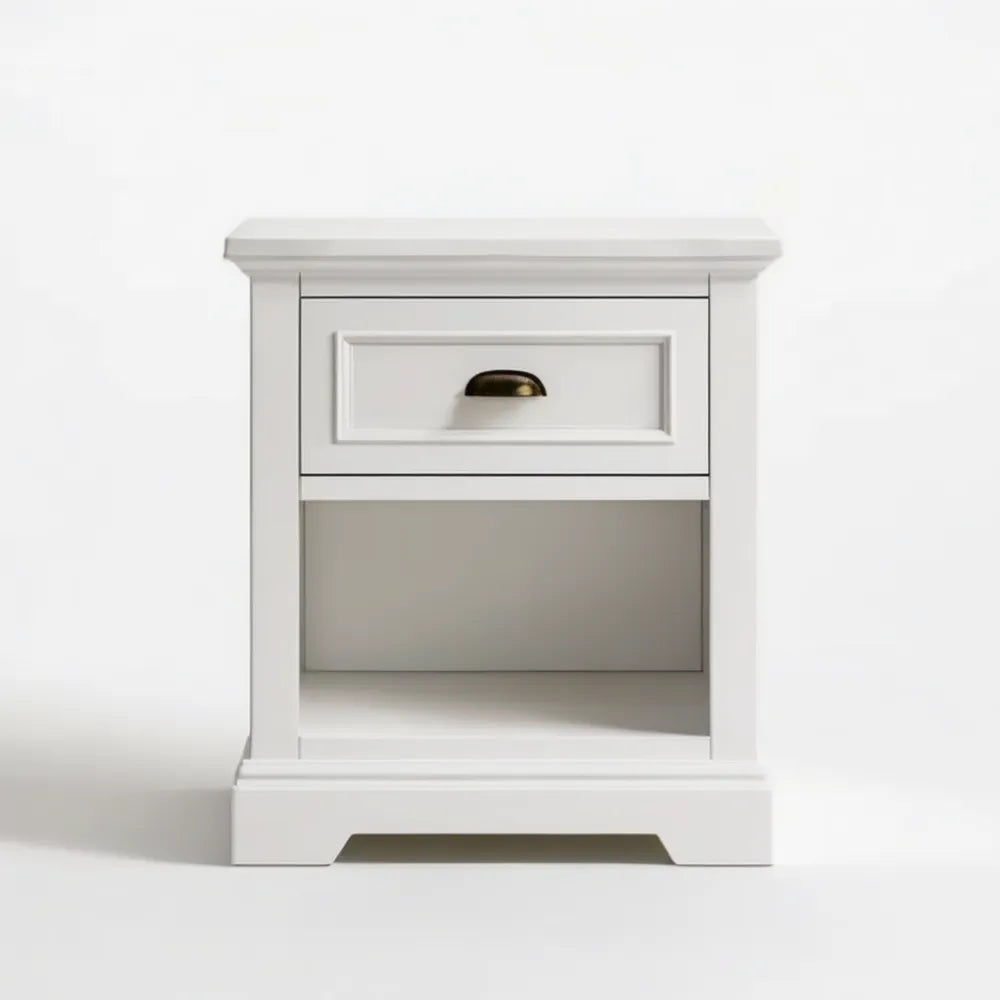 Biała szafka nocna MDF 50 x 40 x 65 cm z szufladą i otwartą wnęką